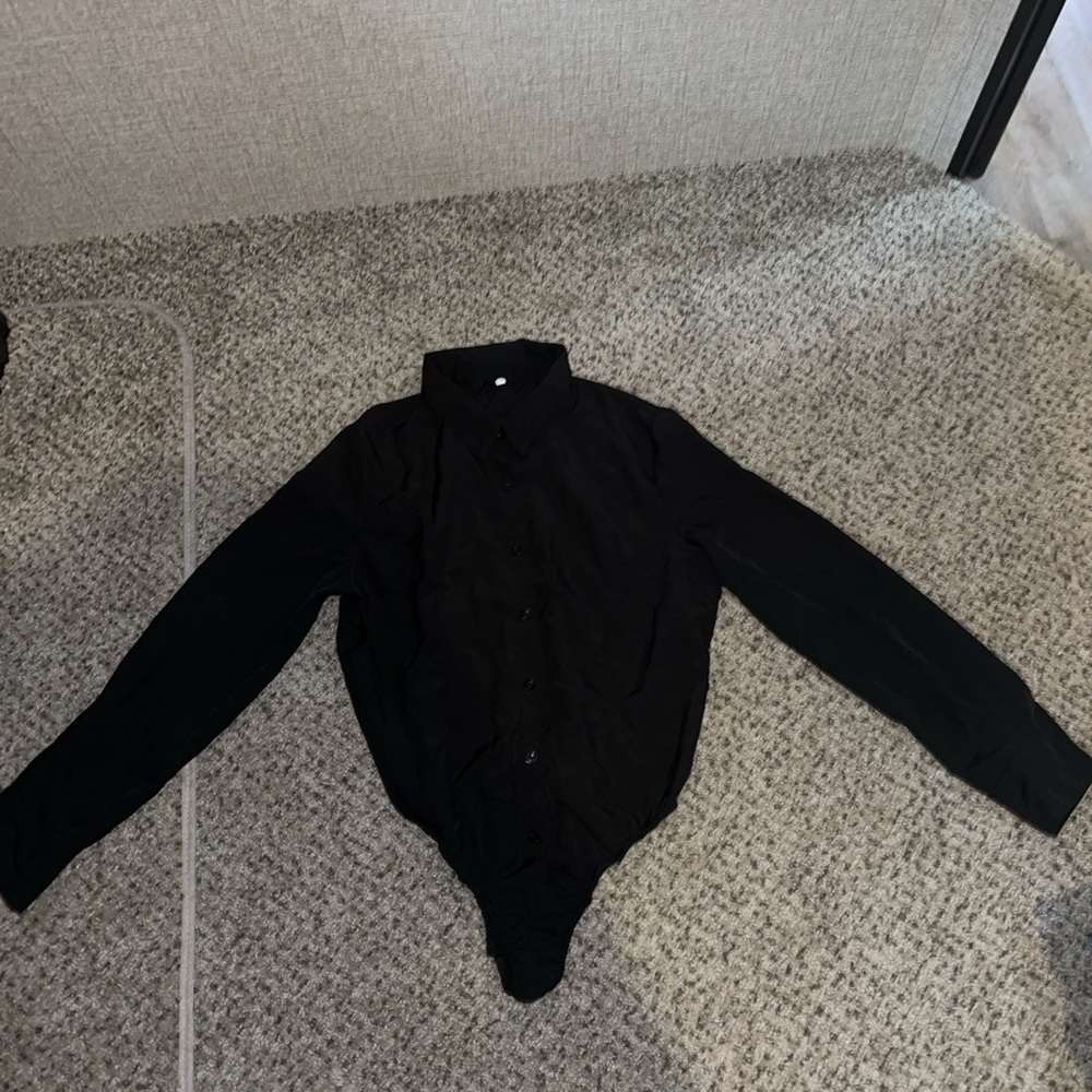 All black button up blouse
